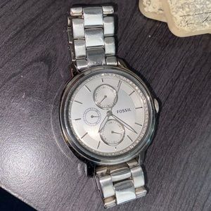 Women’s Silver and Diamond Fossil Watch